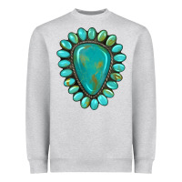 Heather Grey western gemstone turquoise Heavyweight Sweatshirt - Artiststas