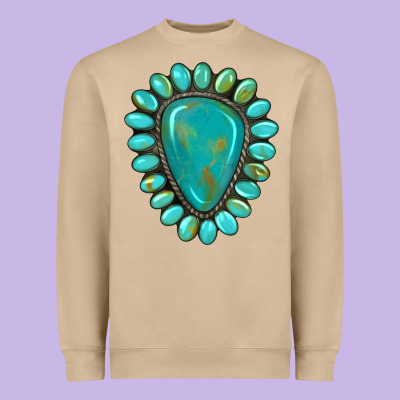 Western Gemstone Turquoise Heavyweight Sweatshirt Designed By Artiststas