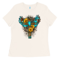 Bone gemstone cross Ladies Tee - Zillion Design Studio
