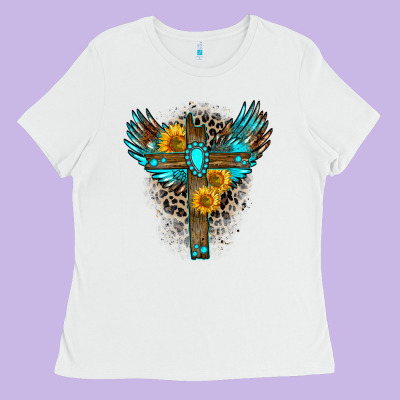 Gemstone Cross Ladies Tee Designed By Zillion Design Studio
