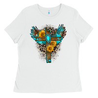 White gemstone cross Ladies Tee - Zillion Design Studio