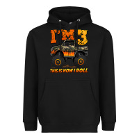 Black i'm three this is how i roll monster truck birthday Heavyweight Hoodie - Jasminsmagicworld