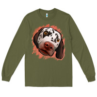 Army Green dalmatians peach glitter background Long Sleeve Tee - Jasminsmagicworld