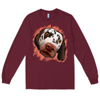 Burgundy dalmatians peach glitter background Long Sleeve Tee - Jasminsmagicworld