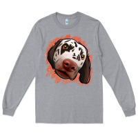 Heather Grey dalmatians peach glitter background Long Sleeve Tee - Jasminsmagicworld