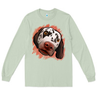 Matcha dalmatians peach glitter background Long Sleeve Tee - Jasminsmagicworld