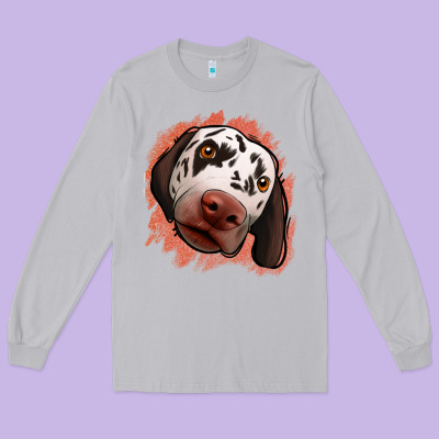 Dalmatians Peach Glitter Background Long Sleeve Tee Designed By Jasminsmagicworld