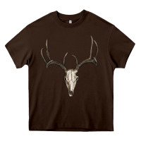 Chocolate Brown deer skull Heavy Core Tee - RanaPortraitStore