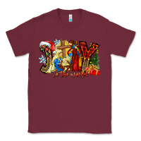 Burgundy Joy To The World Classic Tee - CowhideDigitalArt