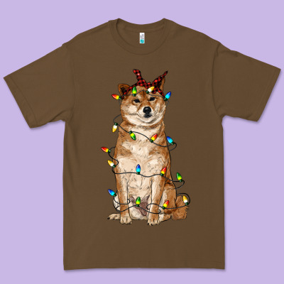 Christmas Lights Shiba Inu Premium Tee Designed By Ranaportraitstore
