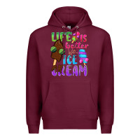 Burgundy Life is better with ice cream Premium Hoodie - NancyCooperArtShop