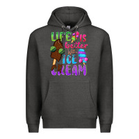 Charcoal Heather Life is better with ice cream Premium Hoodie - NancyCooperArtShop