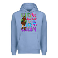 Colony Blue Life is better with ice cream Premium Hoodie - NancyCooperArtShop