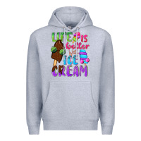 Heather Grey Life is better with ice cream Premium Hoodie - NancyCooperArtShop