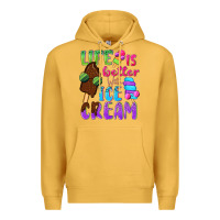 Mustard Life is better with ice cream Premium Hoodie - NancyCooperArtShop