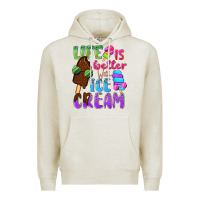 Oatmeal Heather Life is better with ice cream Premium Hoodie - NancyCooperArtShop
