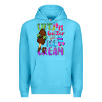 Ocean Blue Life is better with ice cream Premium Hoodie - NancyCooperArtShop