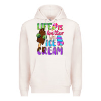 Pale Pink Life is better with ice cream Premium Hoodie - NancyCooperArtShop