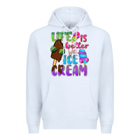 White Life is better with ice cream Premium Hoodie - NancyCooperArtShop