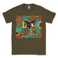 Army Green love autumn cow Classic Tee - Jasminsmagicworld
