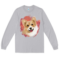 Moon Dust corgi peach watercolor background Long Sleeve Tee - Jasminsmagicworld