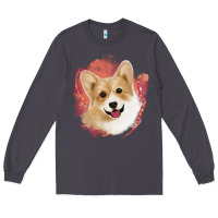 Smoke corgi peach watercolor background Long Sleeve Tee - Jasminsmagicworld