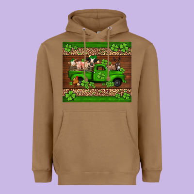St Patricks Farm Animals Truck Heavyweight Hoodie Designed By Jasminsmagicworld