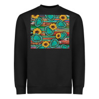 Black western gemstone sunflowers serape cowhide glitter wooden Heavyweight Sweatshirt - Artiststas