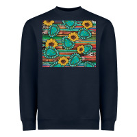 Navy western gemstone sunflowers serape cowhide glitter wooden Heavyweight Sweatshirt - Artiststas