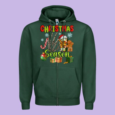 Christmas Season Zipper Hoodie Designed By Maliassmallbusiness