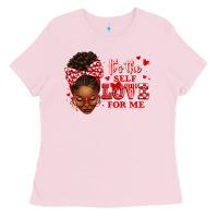 Bubblegum Pink sorority colors red and white it's the self love f Ladies Tee - texasbilliewilder