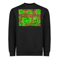 Black shamrock glitter leopard and wood background Heavyweight Sweatshirt - Artiststas