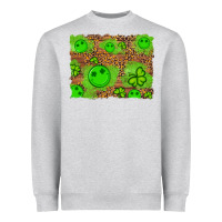 Heather Grey shamrock glitter leopard and wood background Heavyweight Sweatshirt - Artiststas
