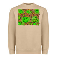 Shamrock Glitter Leopard And Wood Background Heavyweight Sweatshirt | Teevron