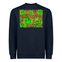 Navy shamrock glitter leopard and wood background Heavyweight Sweatshirt - Artiststas