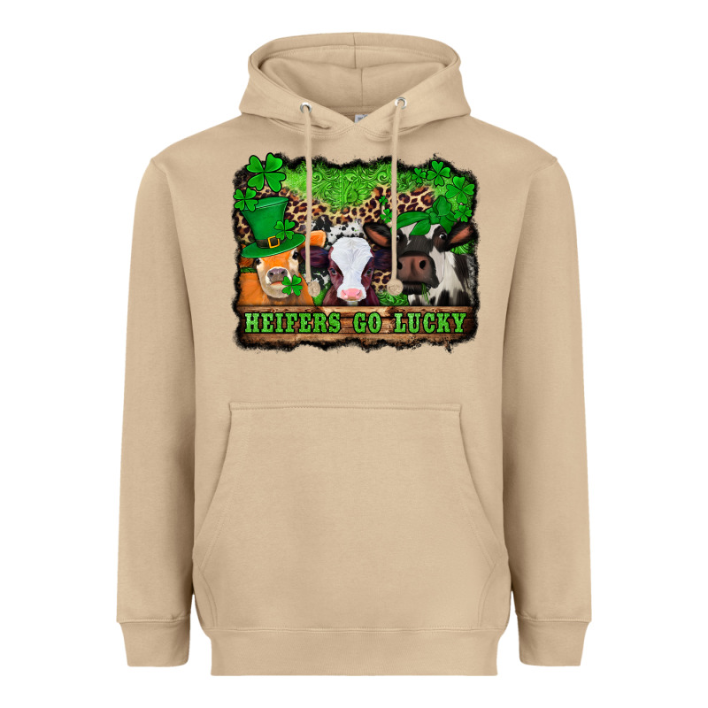 St Patricks Cows Heifers Go Lucky Heavyweight Hoodie by Jasminsmagicworld | Teevron