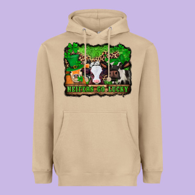 St Patricks Cows Heifers Go Lucky Heavyweight Hoodie Designed By Jasminsmagicworld