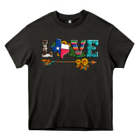 Asphalt love texas serape cowhide cactus and sunflowers Heavy Core Tee - Artiststas