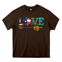 Chocolate Brown love texas serape cowhide cactus and sunflowers Heavy Core Tee - Artiststas