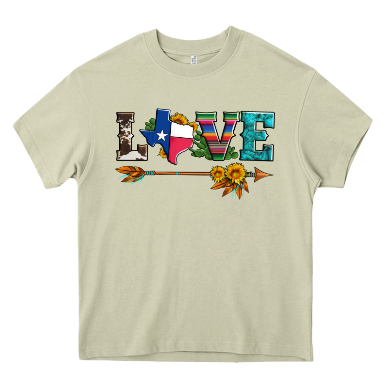 Love Texas Serape Cowhide Cactus And Sunflowers Heavy Core Tee by Artiststas | Teevron