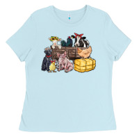 Baby Blue farm animals wagon Ladies Tee - Zillion Design Studio