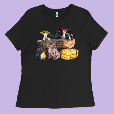 Farm Animals Wagon Ladies Tee Designed By Zillion Design Studio