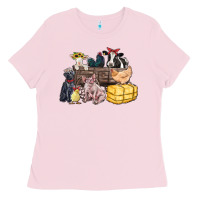 Bubblegum Pink farm animals wagon Ladies Tee - Zillion Design Studio
