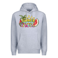 Heather Grey summer vibes Premium Hoodie - NancyCooperArtShop