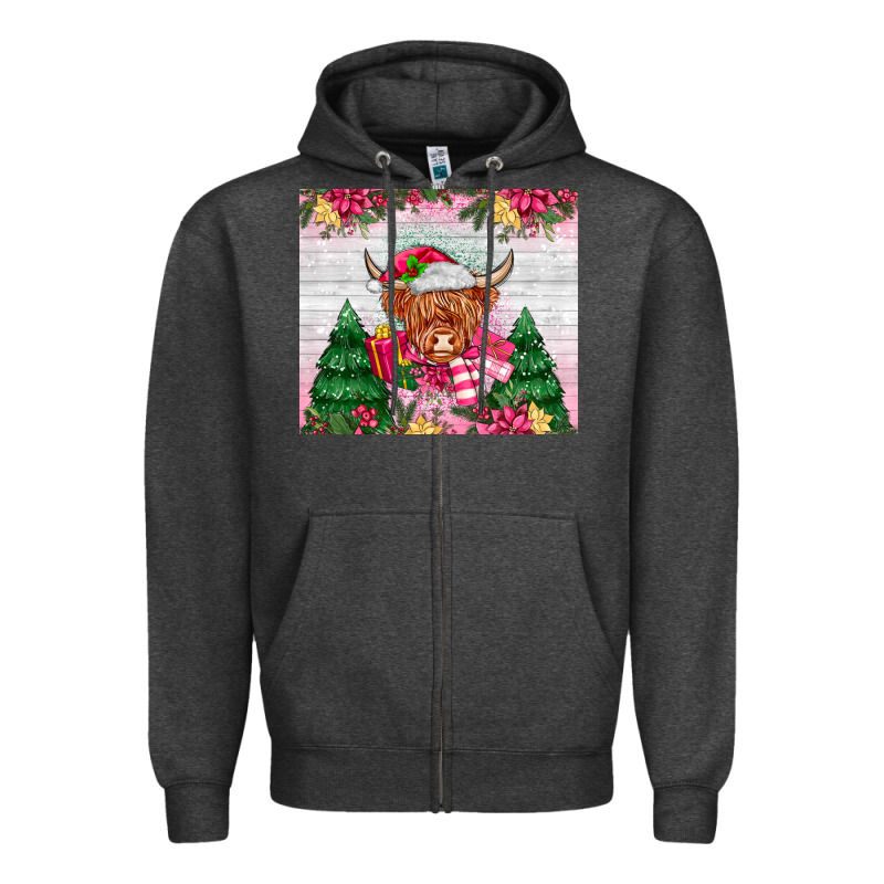 Pink Christmas Cow Zipper Hoodie by MaliasSmallBusiness | Teevron