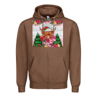 Chestnut pink christmas cow Zipper Hoodie - MaliasSmallBusiness