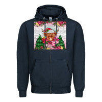 Navy pink christmas cow Zipper Hoodie - MaliasSmallBusiness