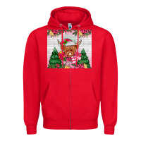 Red pink christmas cow Zipper Hoodie - MaliasSmallBusiness
