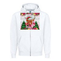 White pink christmas cow Zipper Hoodie - MaliasSmallBusiness