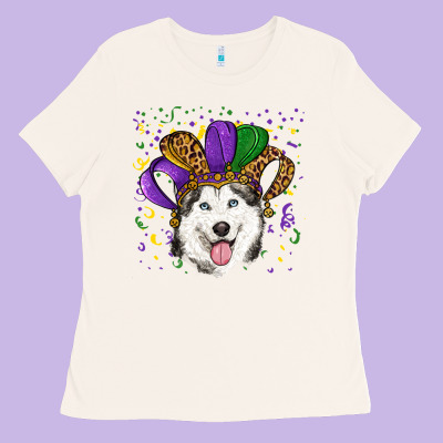 Ladies Tee Mardi gras hat husky